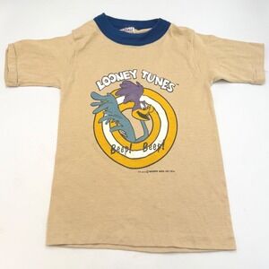 Vtg 1970s Looney Tunes Road Runner Beep Beep Kids Graphic Tee Size 5/6 All Pro